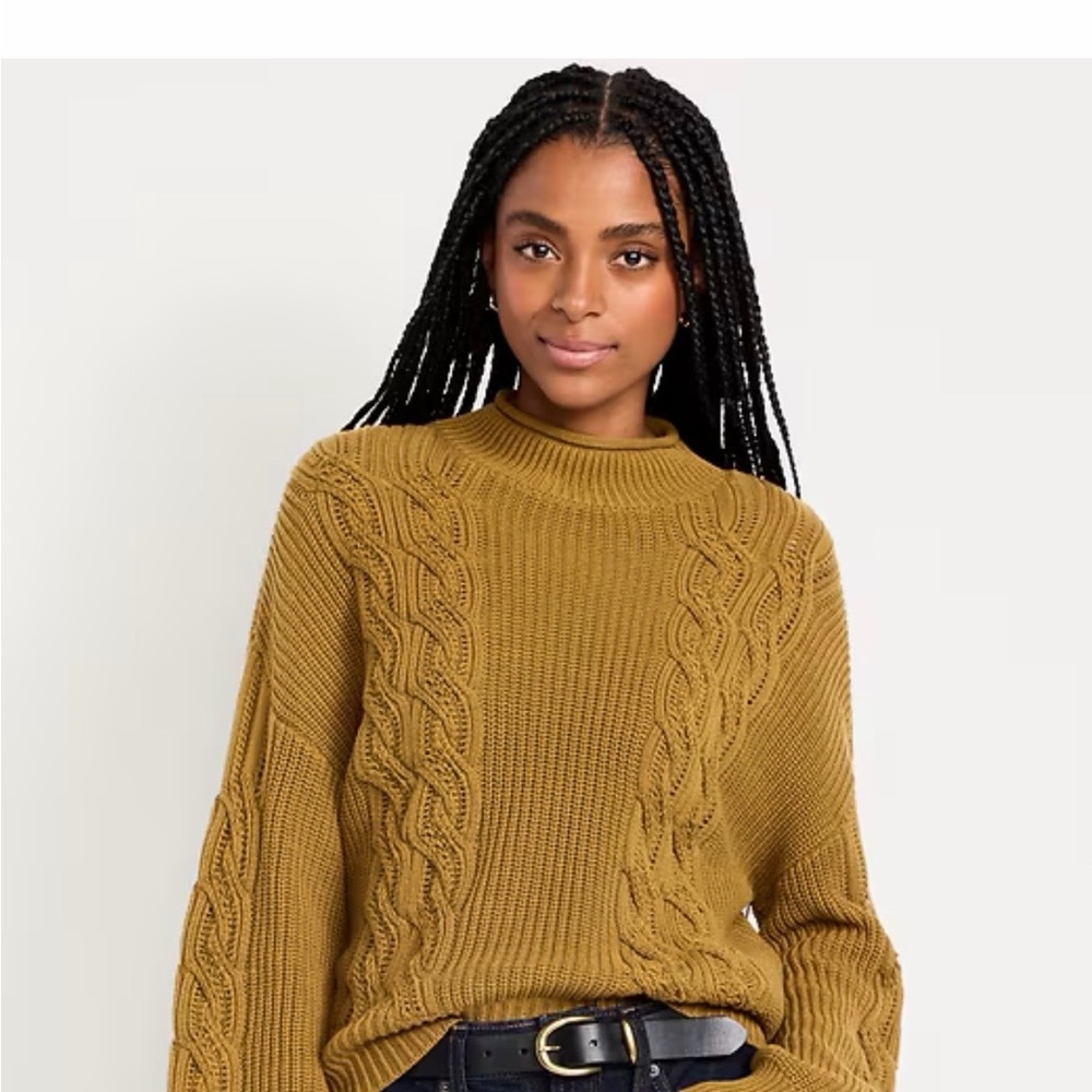 BRAND NEW-Old Navy Mustard Cable Knit Sweater